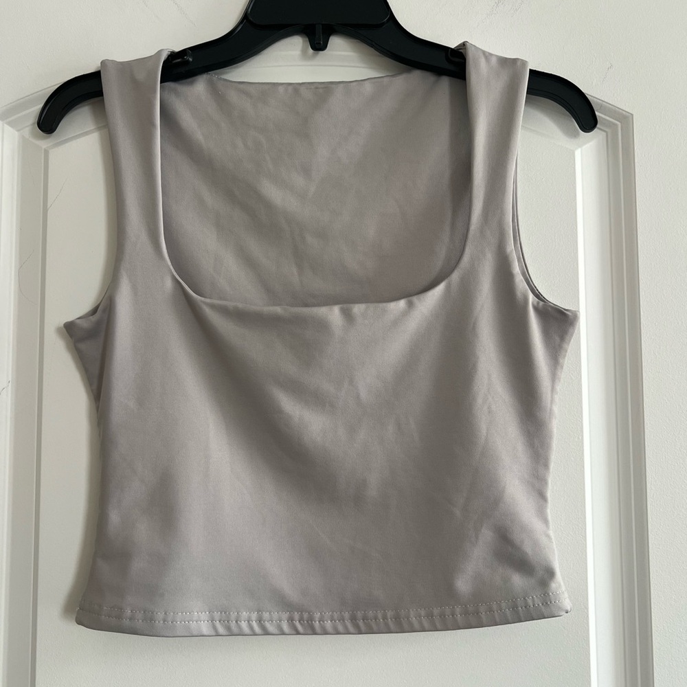 Gray Women's Sleeveless Square Neck Top